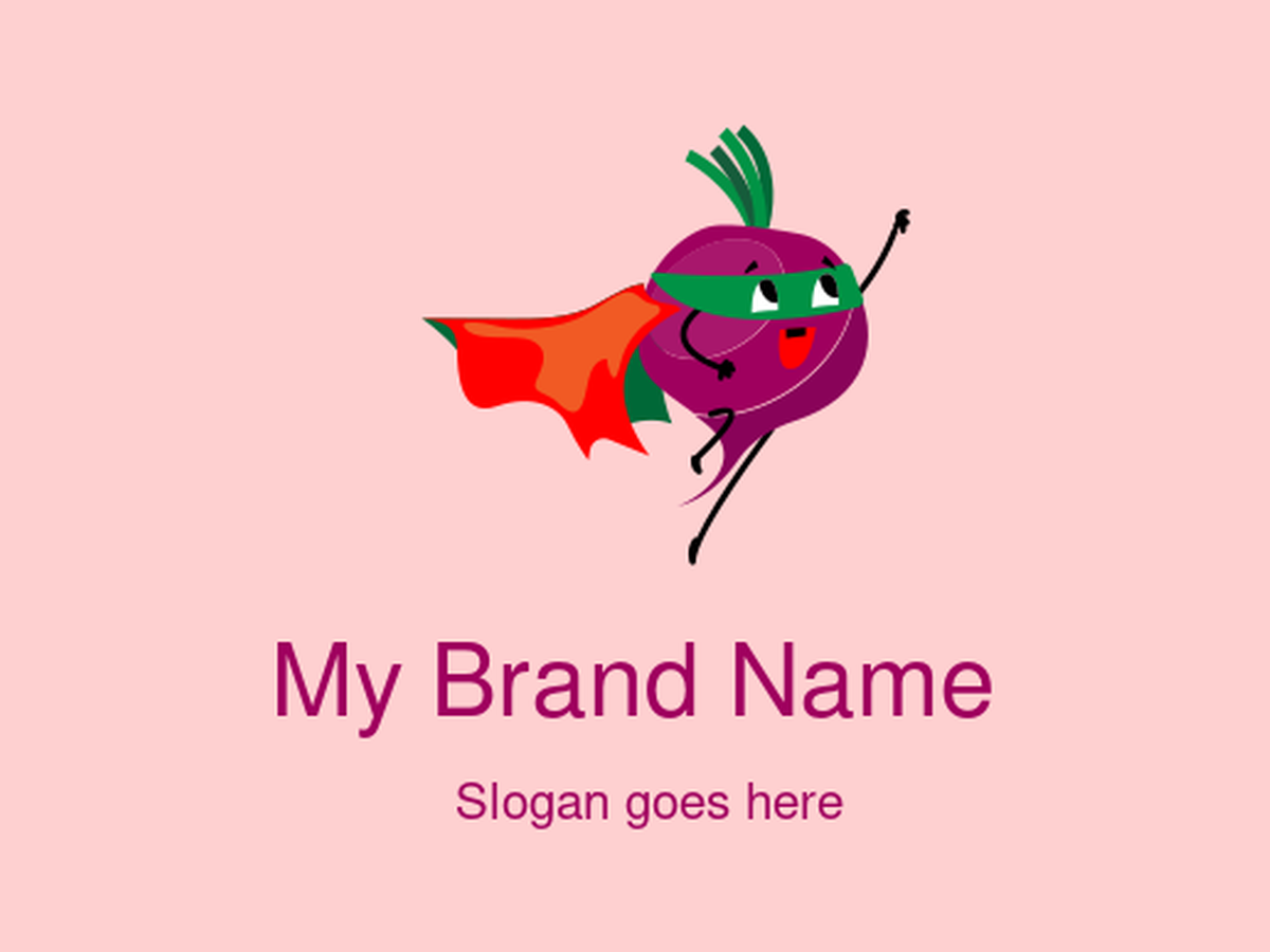 Red-Caped Beetroot Superhero Logo Design for Fun Health Food and Kids' Brands